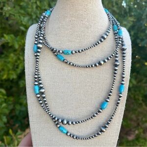 Elegant Silver and Turquoise Beaded Necklace